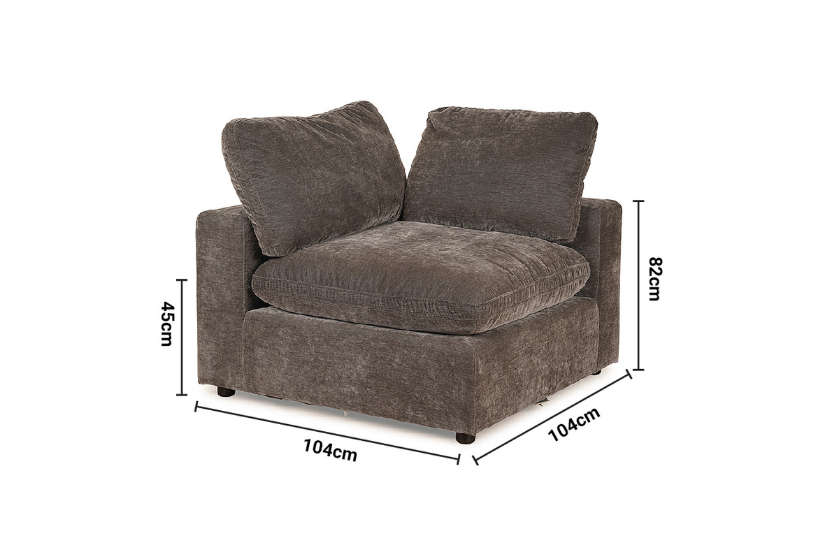 San Diego Grey Fabric Individual Corner Piece dimensions