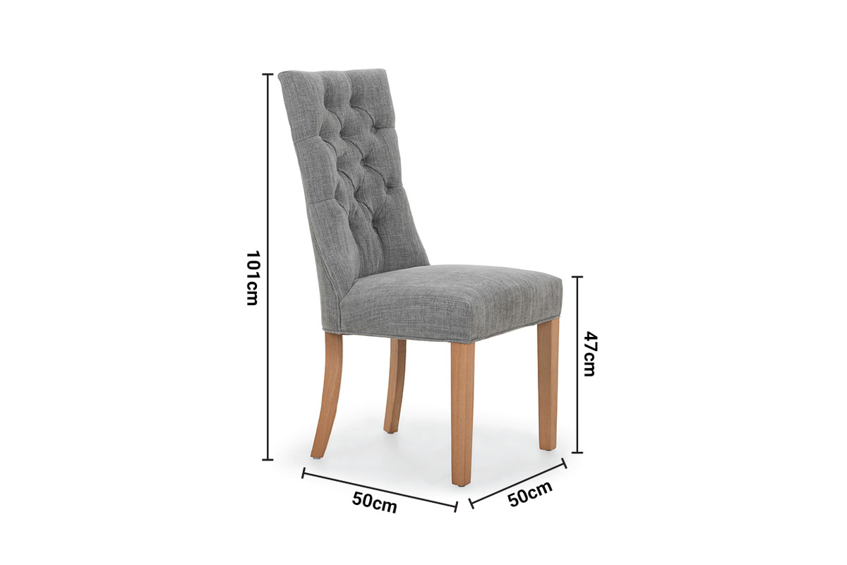 Santino Dark Grey Dining Chair with Natural Oak Leg dimensions