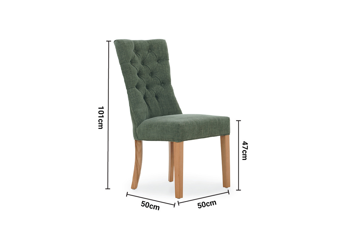 Santino Green Dining Chair Natural Oak Leg dimensions