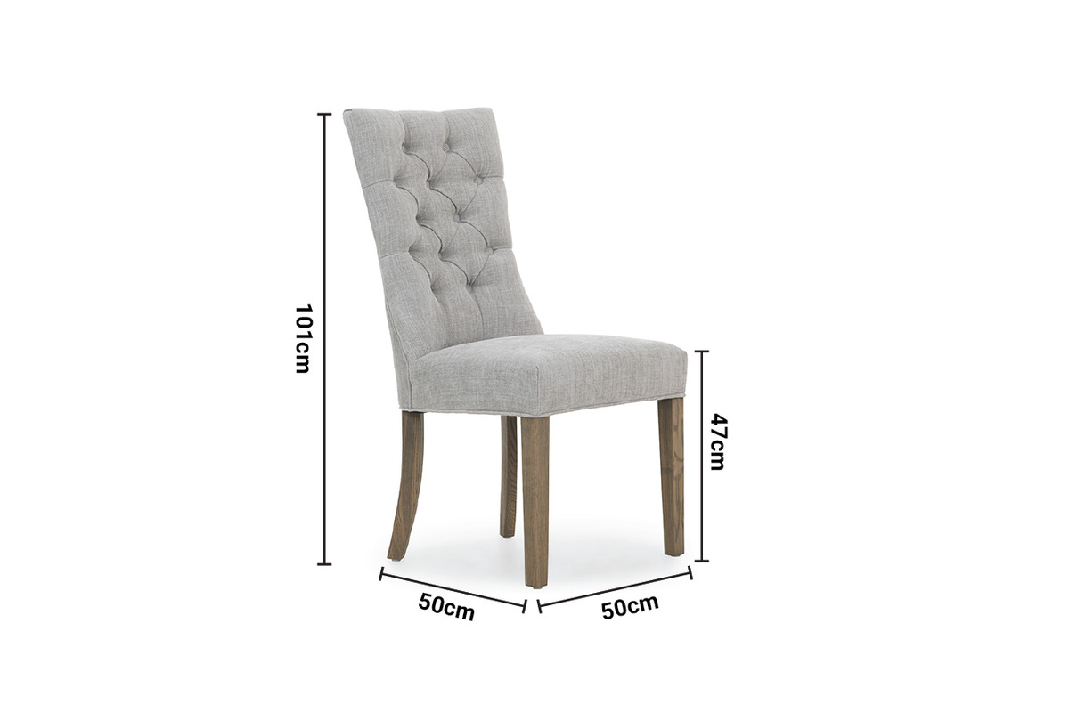Santino Light Grey Dining Chair with Grey Leg dimensions
