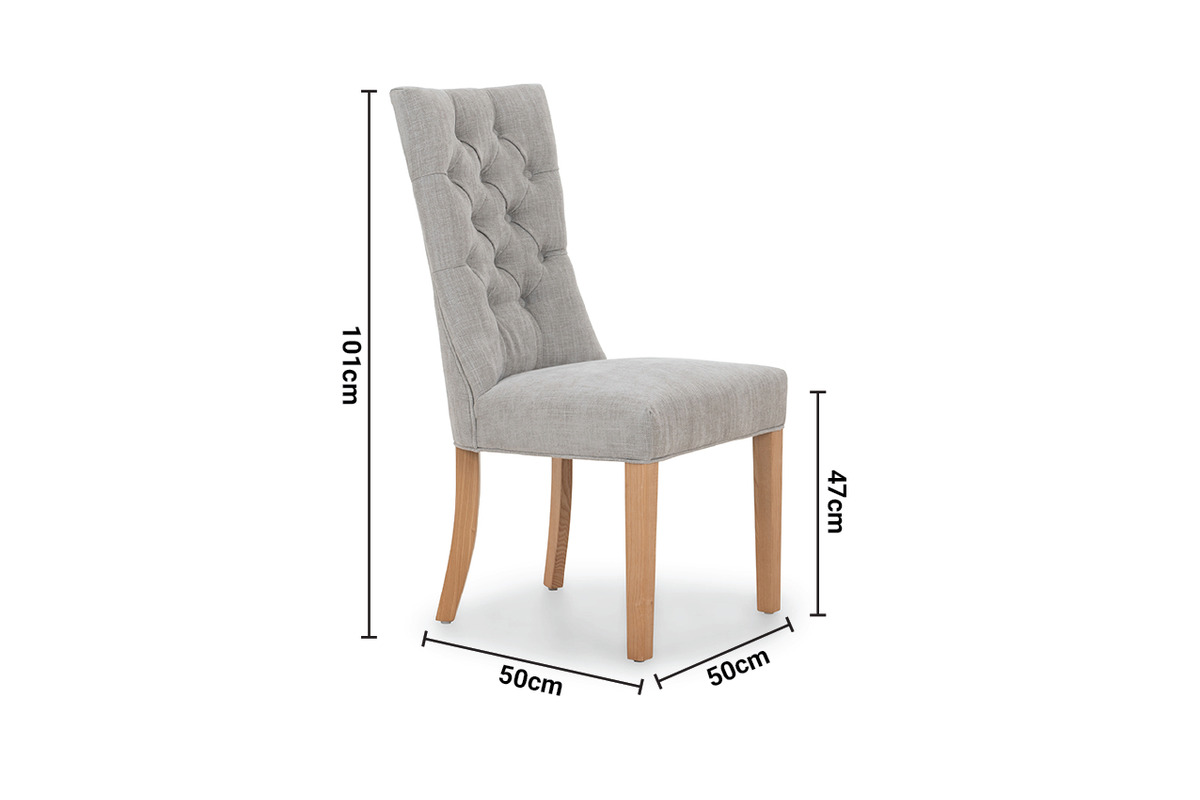 Santino Light Grey Dining Chair with Natural Oak Leg dimensions