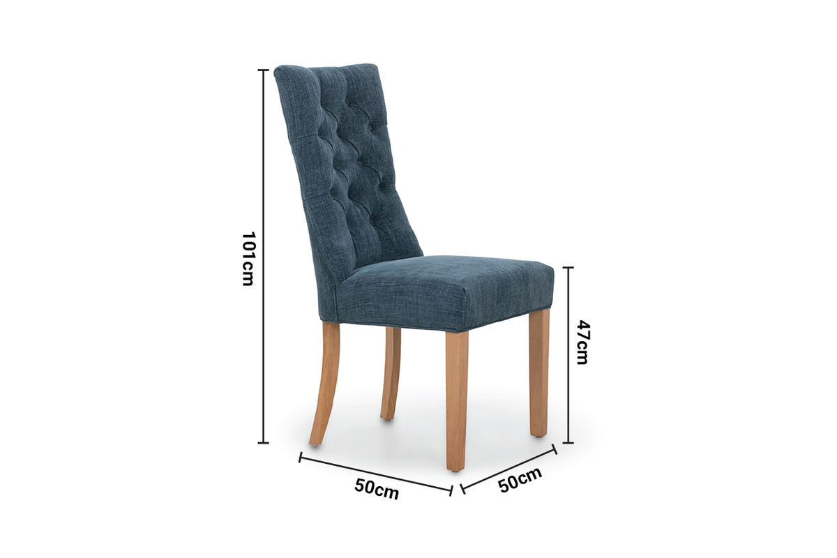 Santino Navy Dining Chair with Natural Oak Leg dimensions