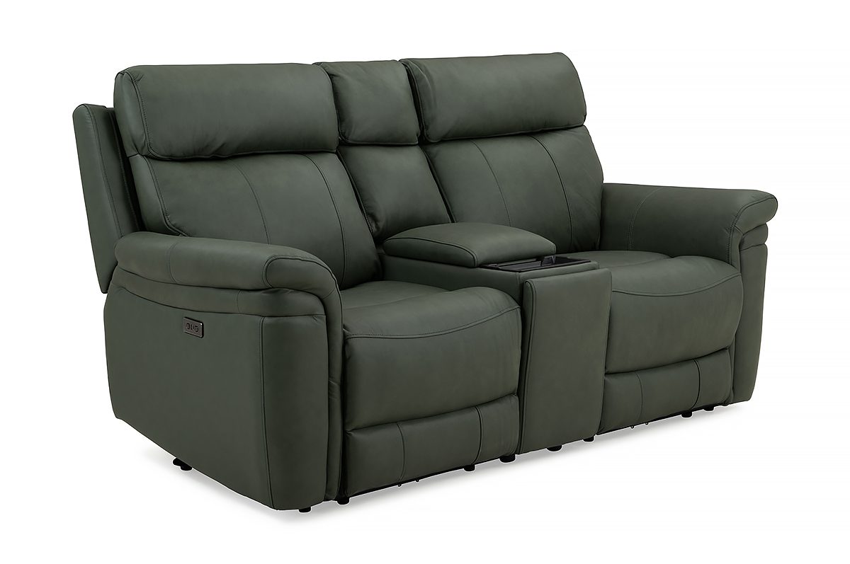 Seattle Moss Leather Electric Recliner Sofa - 2 Seater with Console dimensions