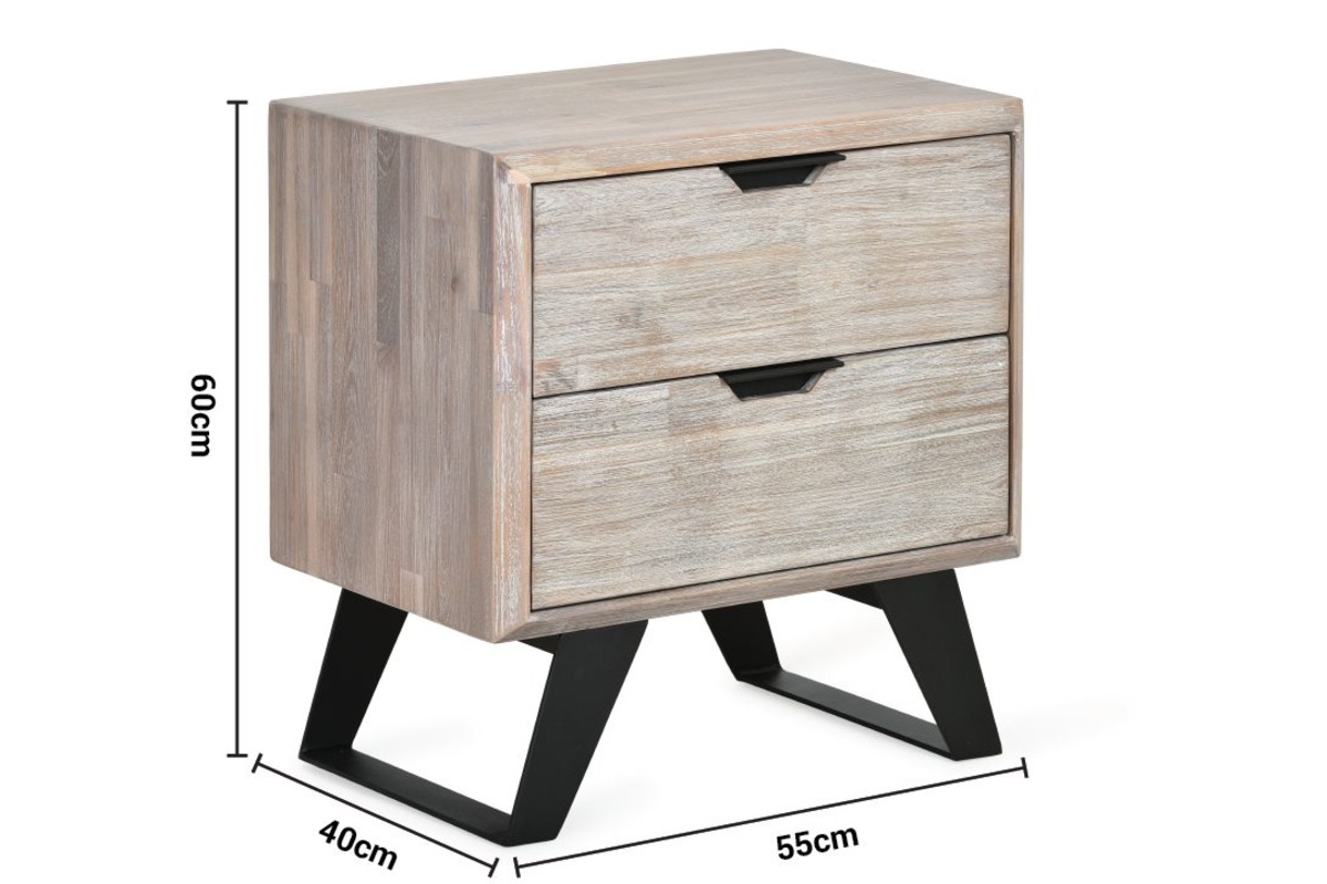 Senzia 2 Drawer Bedside Table dimensions
