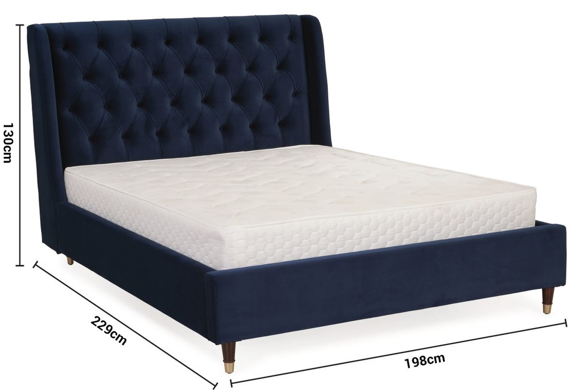 Serenity Navy Velvet Super King 6' Bed Frame dimensions