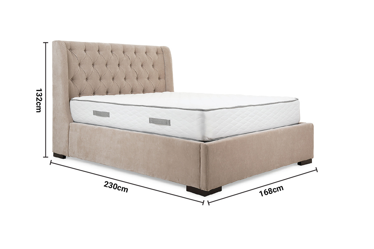 Serenity Taupe Fabric King 5' Split-Base Storage Bed dimensions