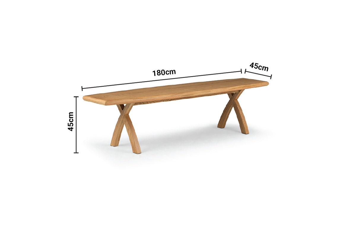 Sevilla Oak Bench 1.8m dimensions