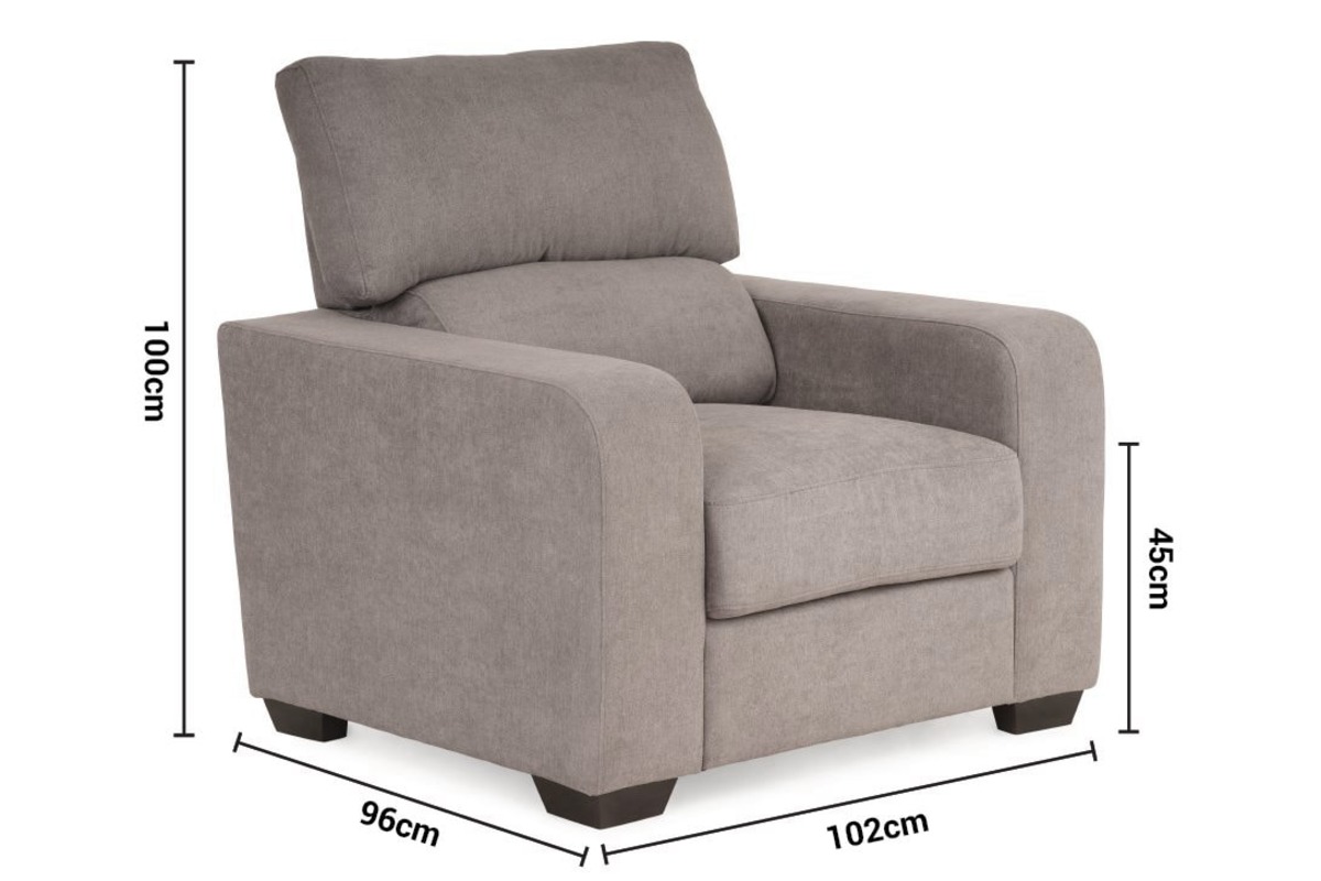 Sherbert Grey Linen Fabric Armchair dimensions