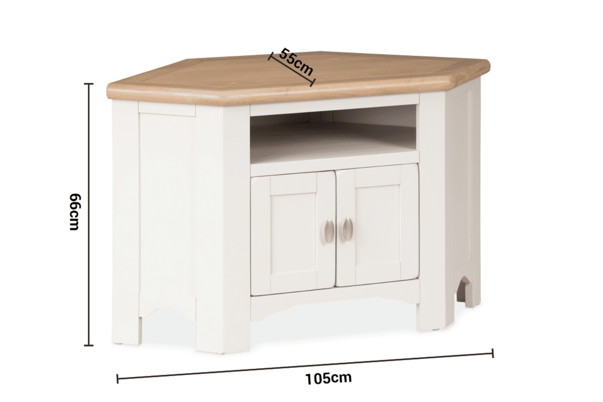 Sherbury Grey Oak 2 Doors Corner TV Stand dimensions