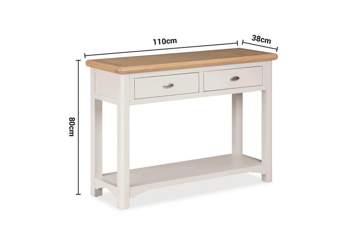 Sherbury Grey Oak 2 Drawers Console Table dimensions