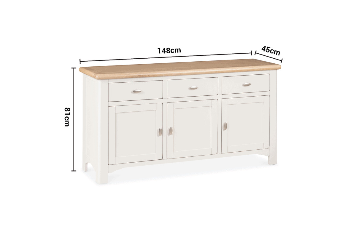Sherbury Grey Oak 3 Drawers 3 Doors Sideboard dimensions