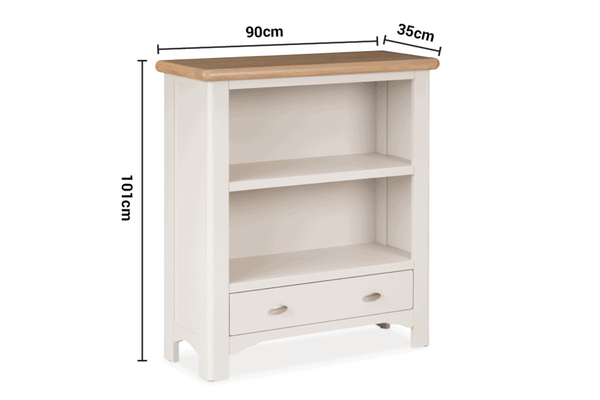 Sherbury Grey Oak Low Bookcase dimensions