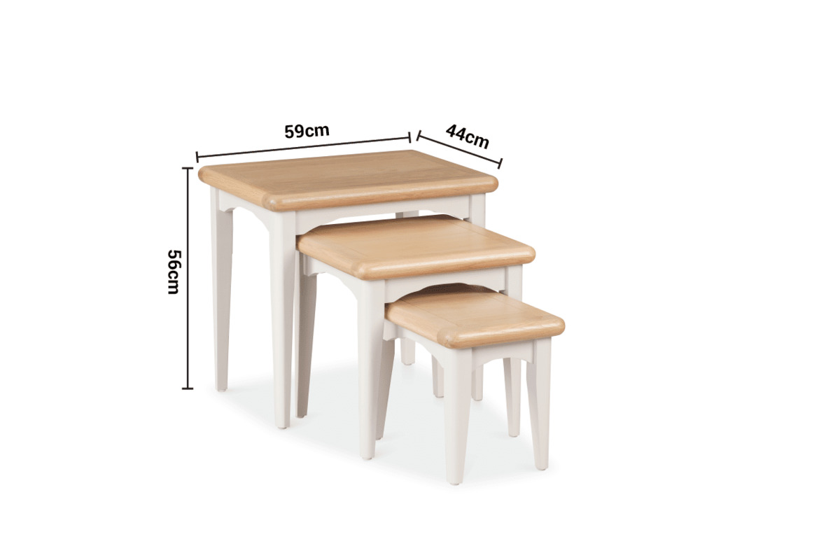 Sherbury Grey Oak Nest of Tables dimensions