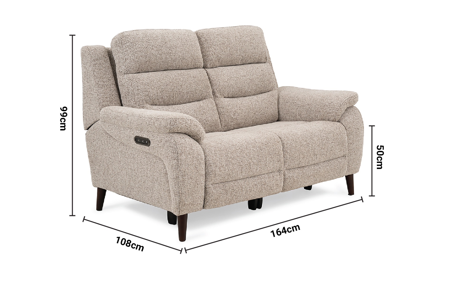 Sofia Electric 2 Seater Recliner dimensions