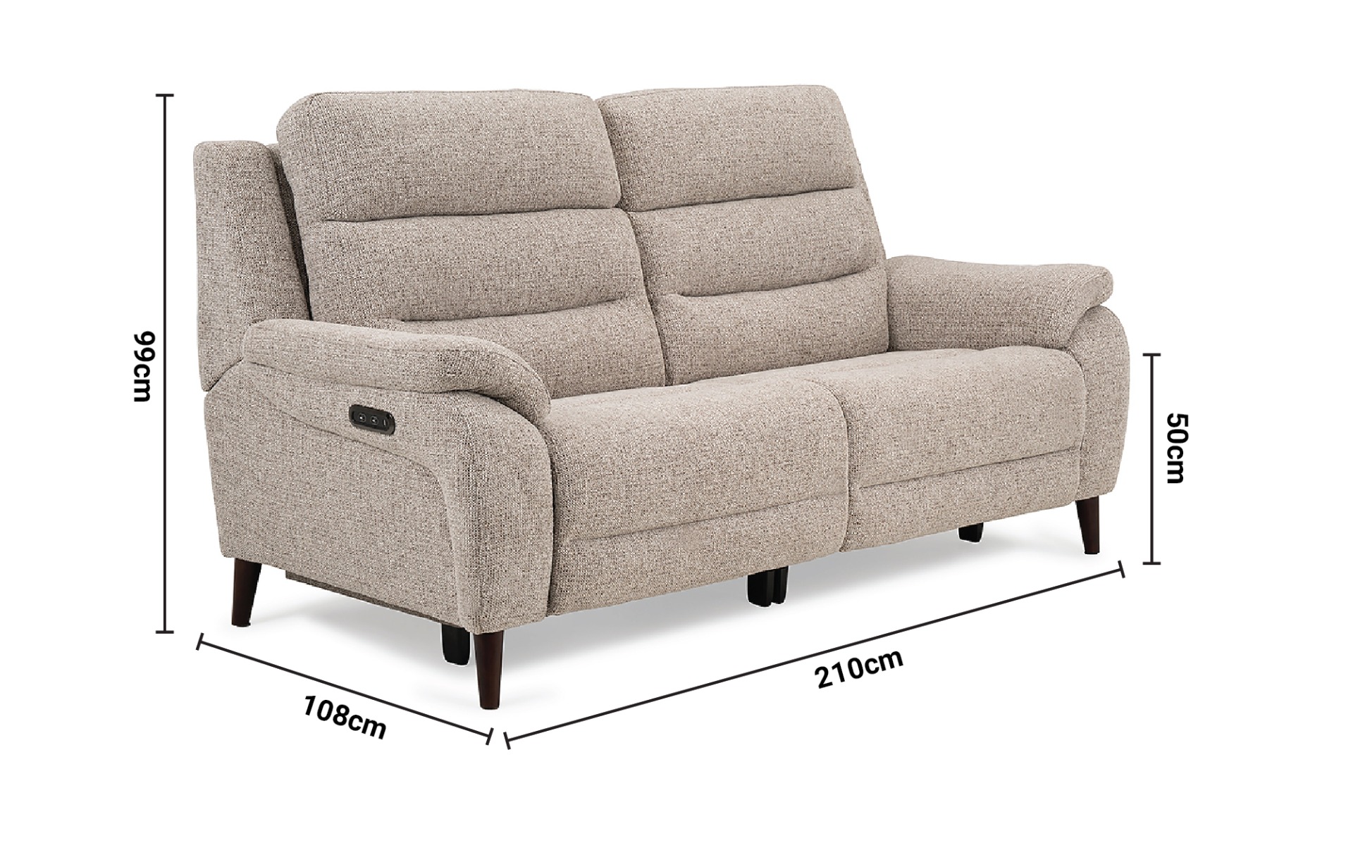 Sofia Electric 3 Seater Recliner Sofa dimensions
