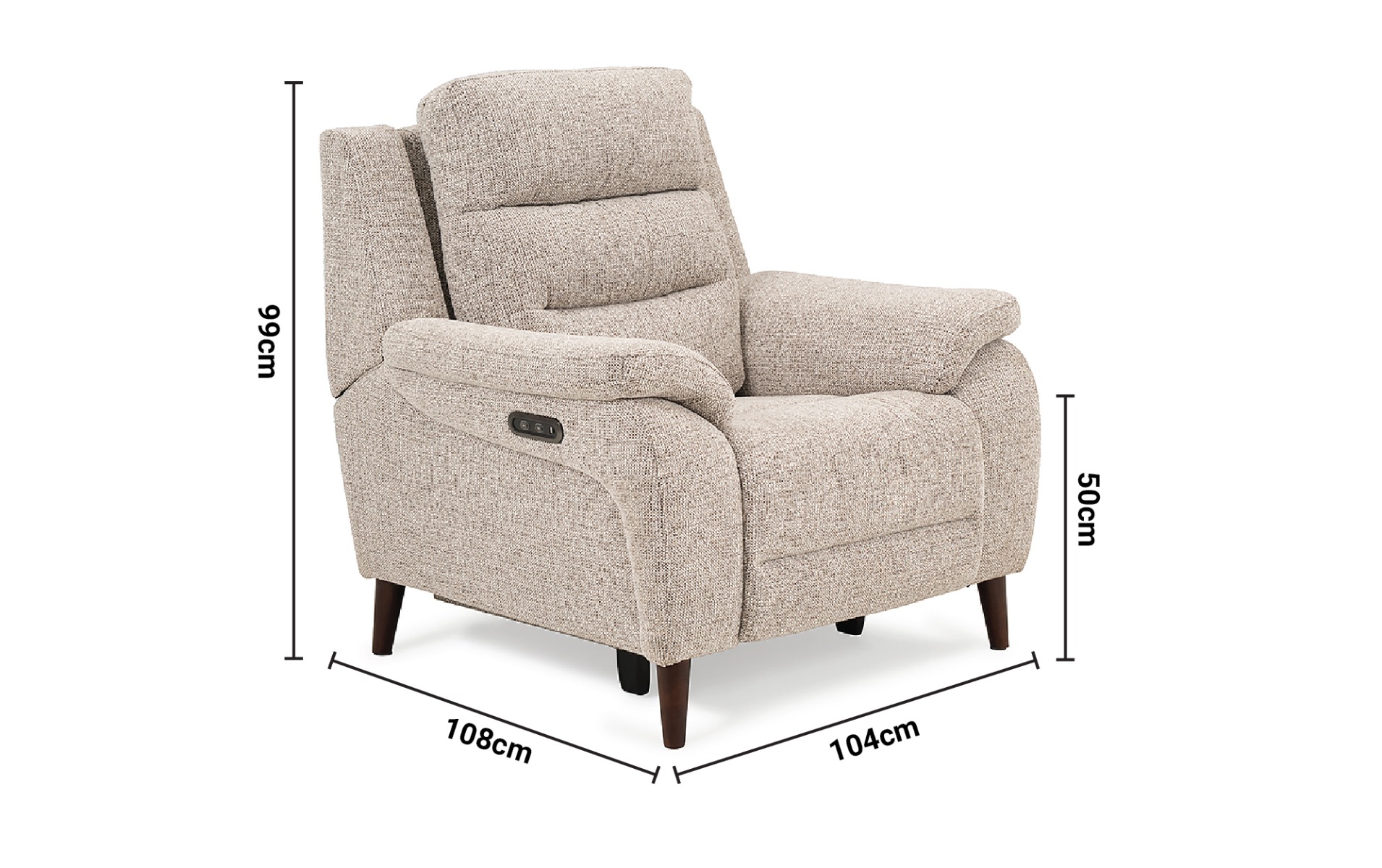 Sofia Cream Fabric Electric Recliner Armchair dimensions