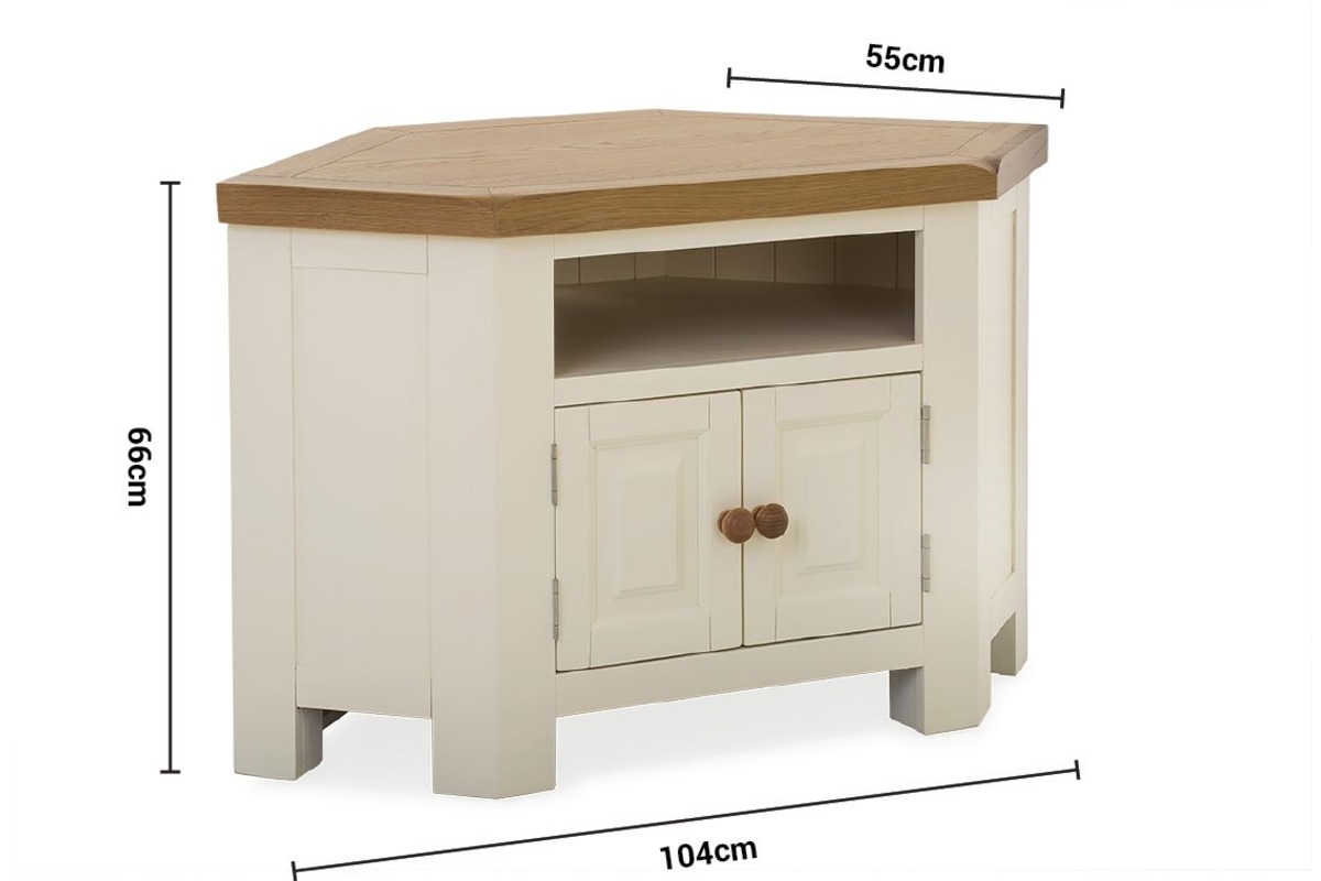 Somerset Cream Oak 2 Doors Corner TV Stand dimensions