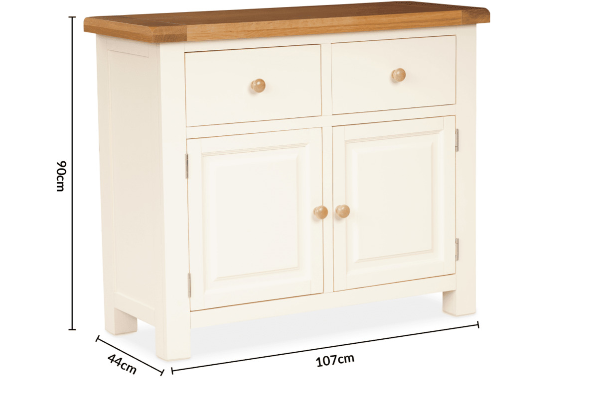 Somerset Cream Oak 2 Drawers 2 Doors Sideboard dimensions
