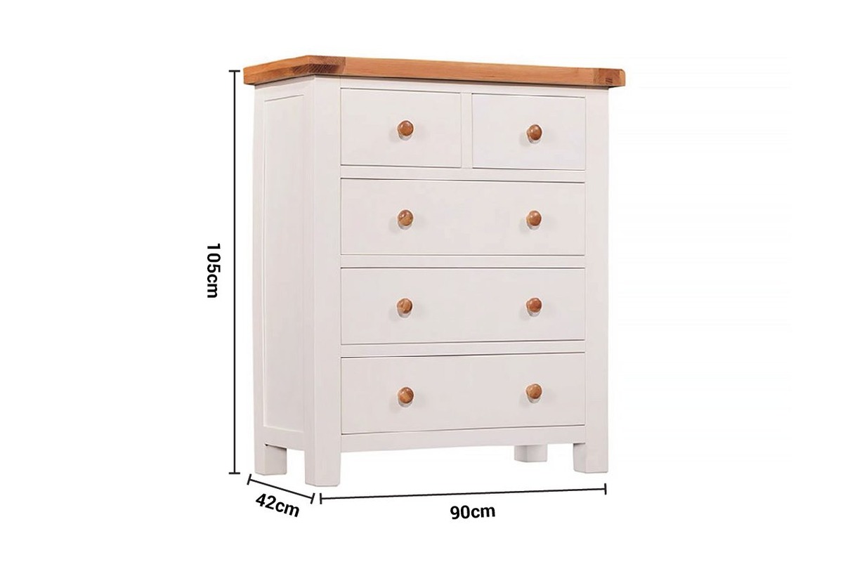 Somerset Cream Oak 5 Drawers Chest dimensions