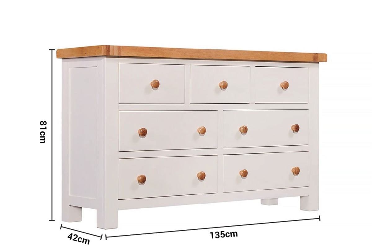 Somerset Cream Oak 7 Drawers Chest dimensions