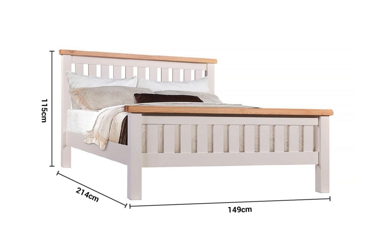 Somerset Cream Oak Double 4'6 Bed Frame dimensions