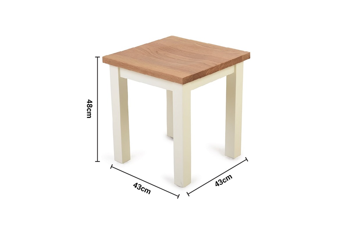 Somerset Cream Oak Dressing Stool with Wooden Seat dimensions