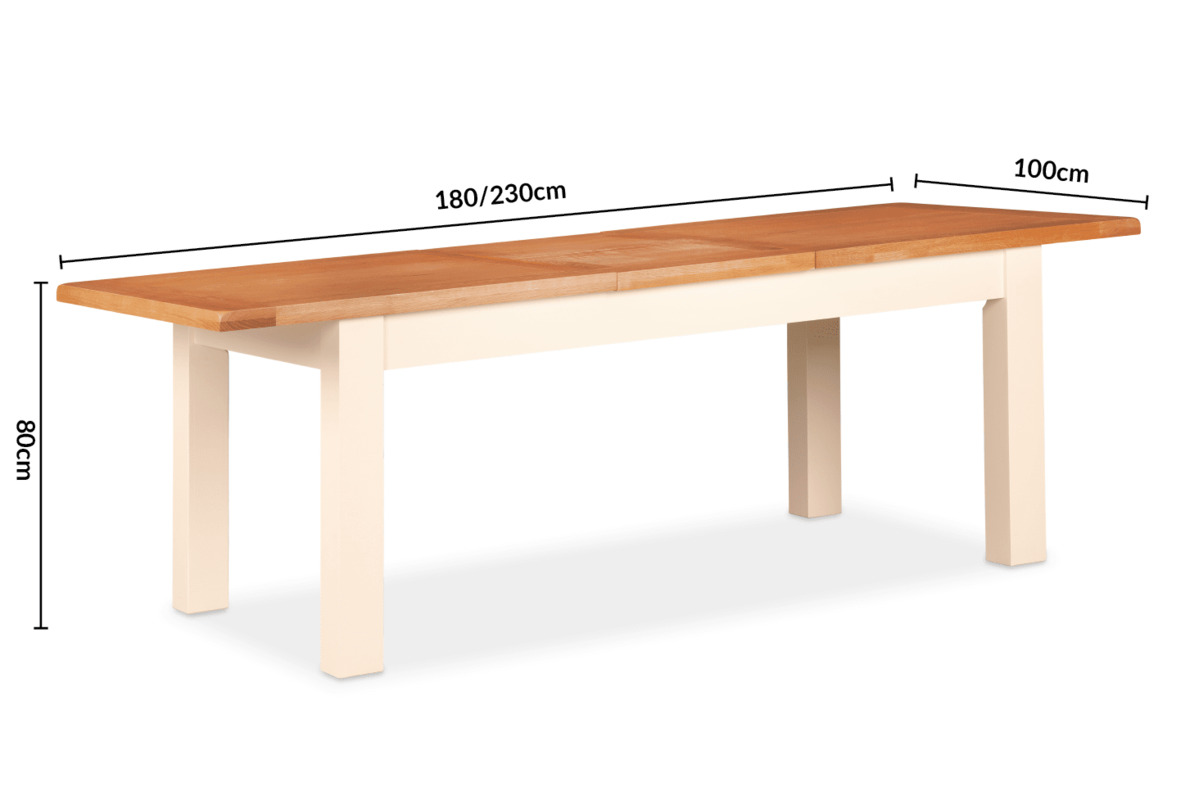 Somerset Cream Oak Extendable Dining Table 1.8-2.3m dimensions