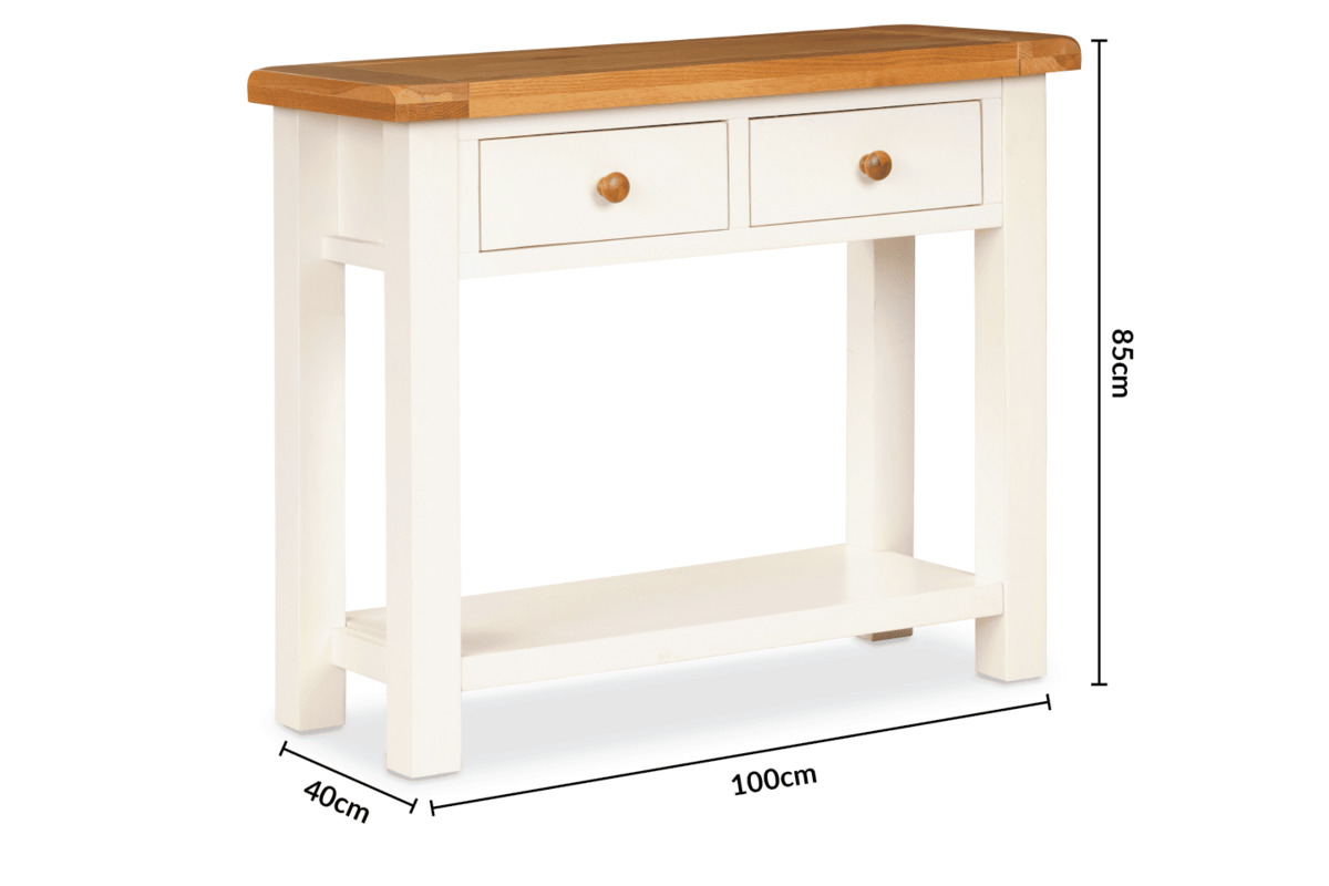 Somerset Cream Oak Large 2 Drawers Console Table dimensions