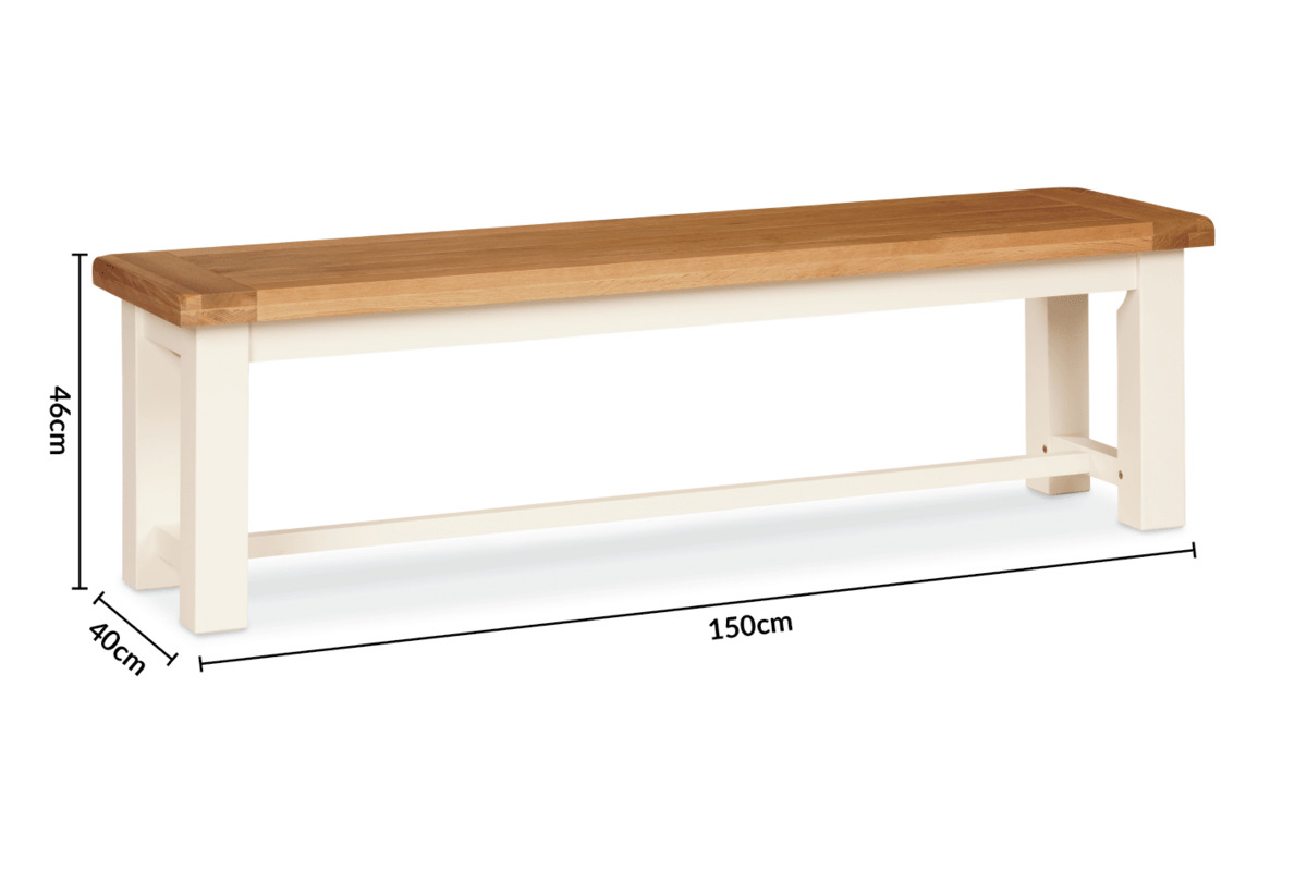 Somerset Cream Oak Large Bench dimensions