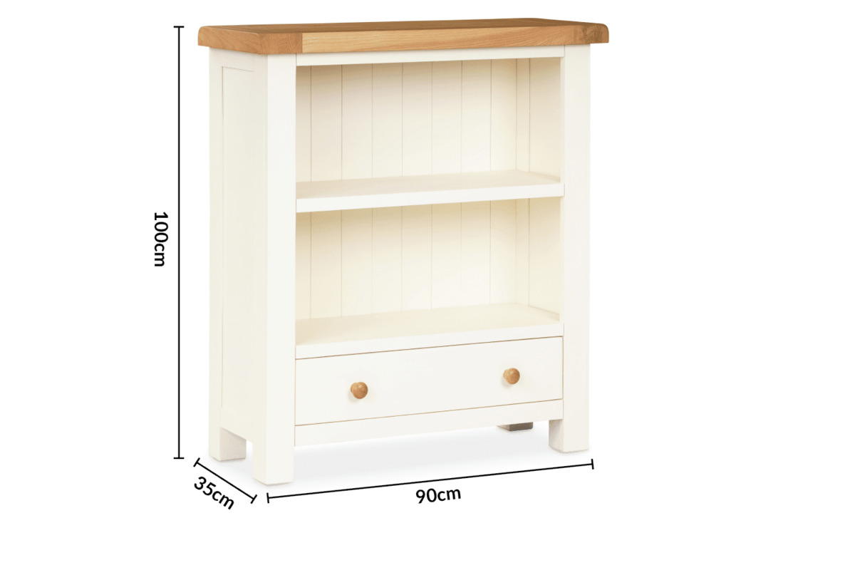 Somerset Cream Oak Low Bookcase dimensions