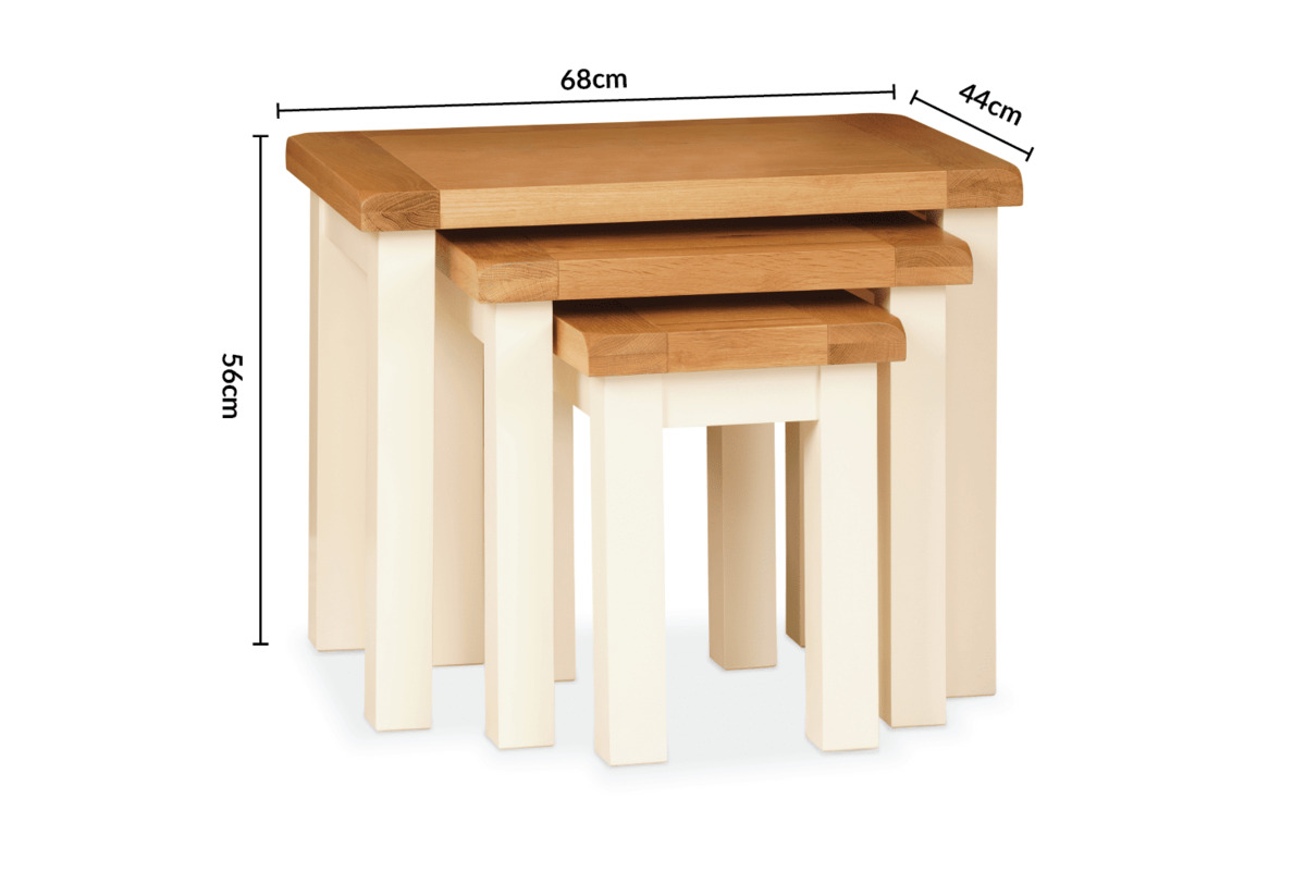 Somerset Cream Oak Nest of Tables dimensions