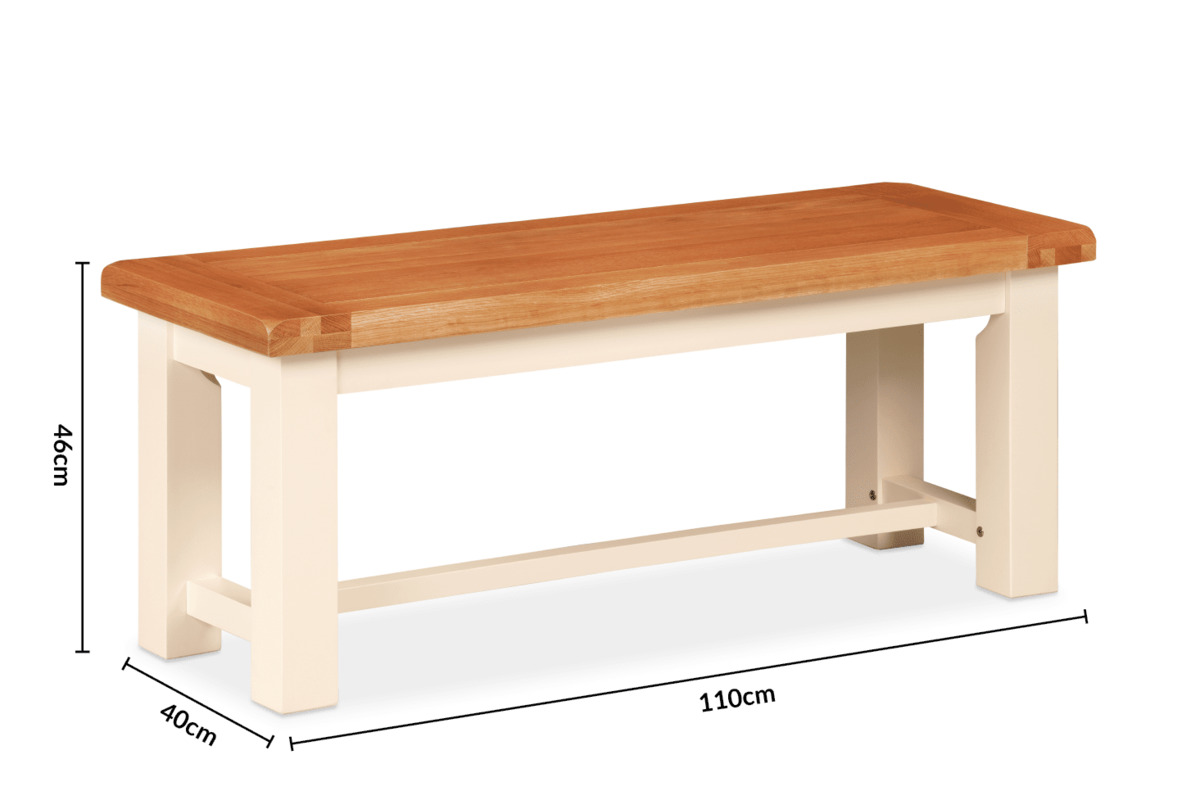 Somerset Cream Oak Small Bench dimensions