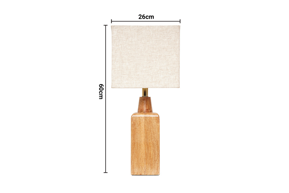 Square Wooden Table Lamp dimensions