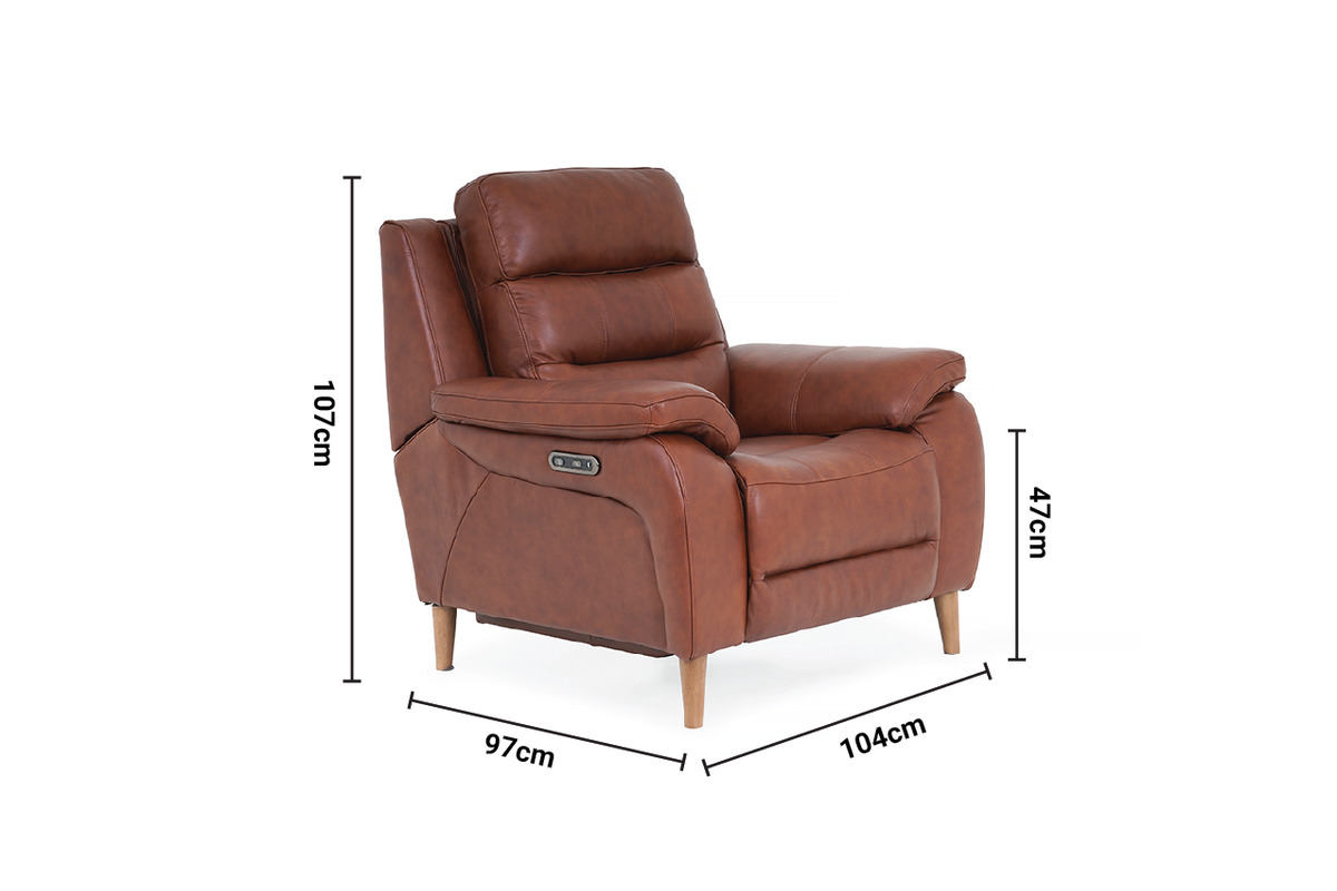 Stafford Brown Leather Electric Recliner Armchair dimensions