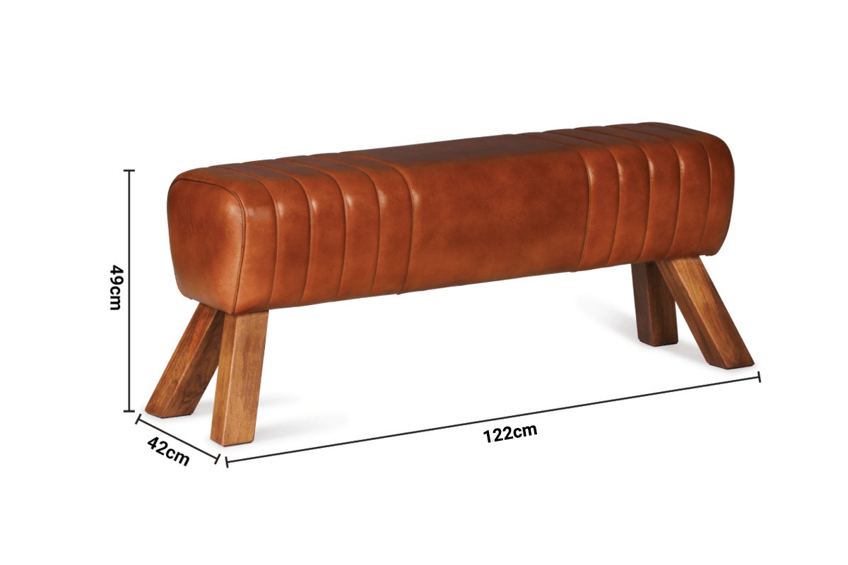 Stoneyhurst Brown Leather Bench dimensions