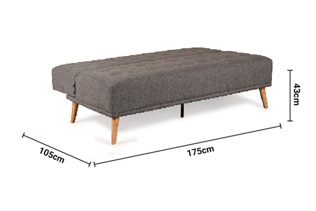 Studio Grey Fabric 3 Seater Sofa Bed dimensions