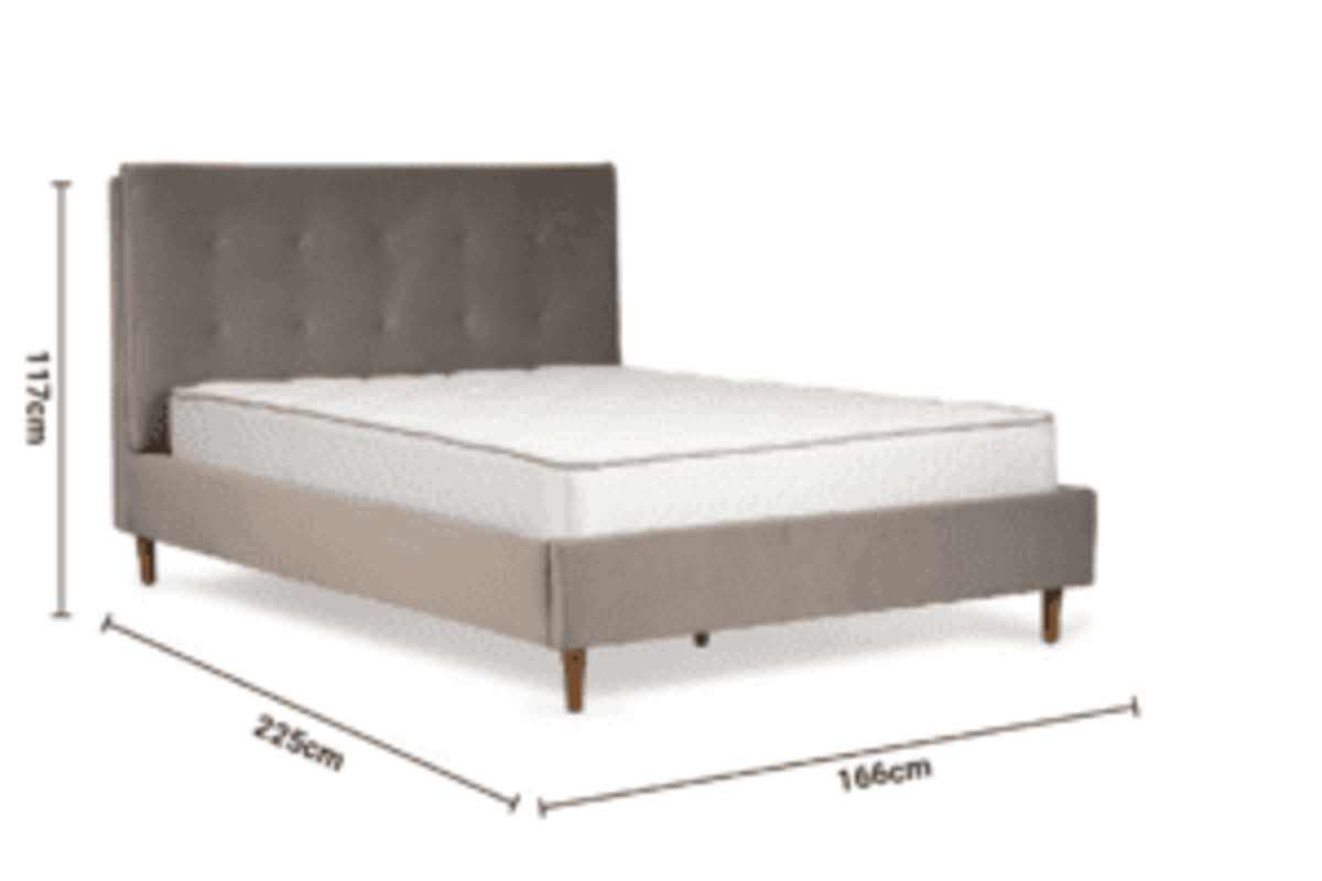 Tahoe Grey Velvet King 5' Bed Frame dimensions
