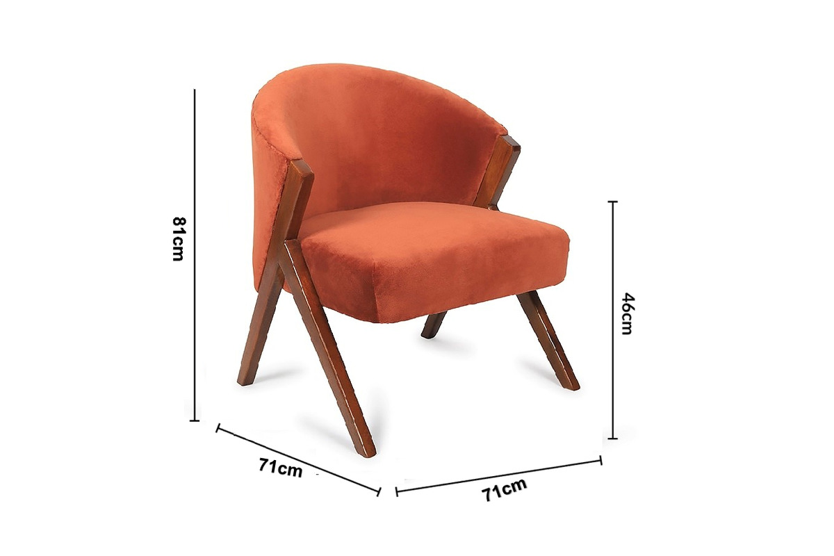 Talia Rust Velvet Armchair dimensions