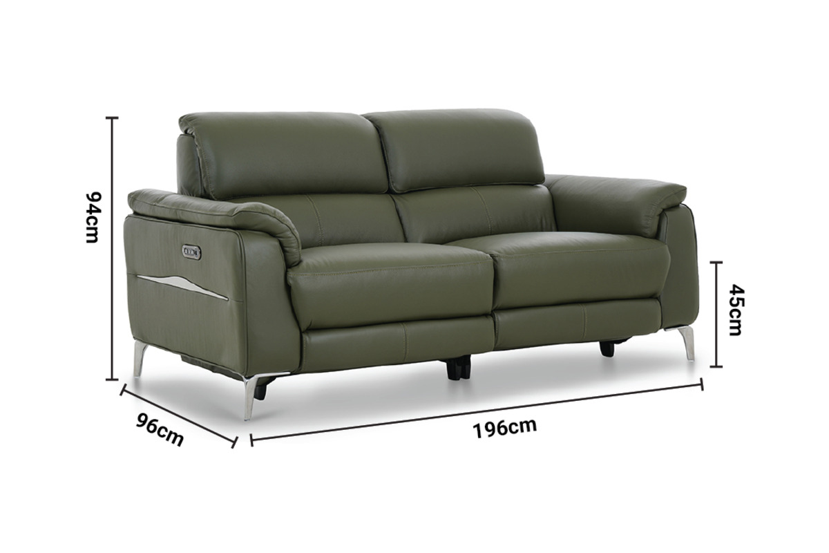 Taylor Green Leather 3 Seater Electric Recliner with Head Tilt dimensions