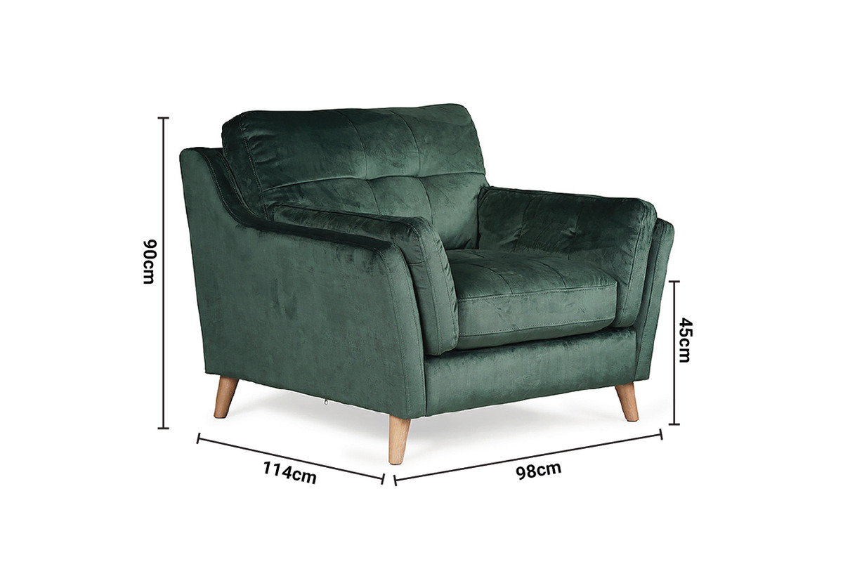 The Oliver Green Fabric Armchair dimensions