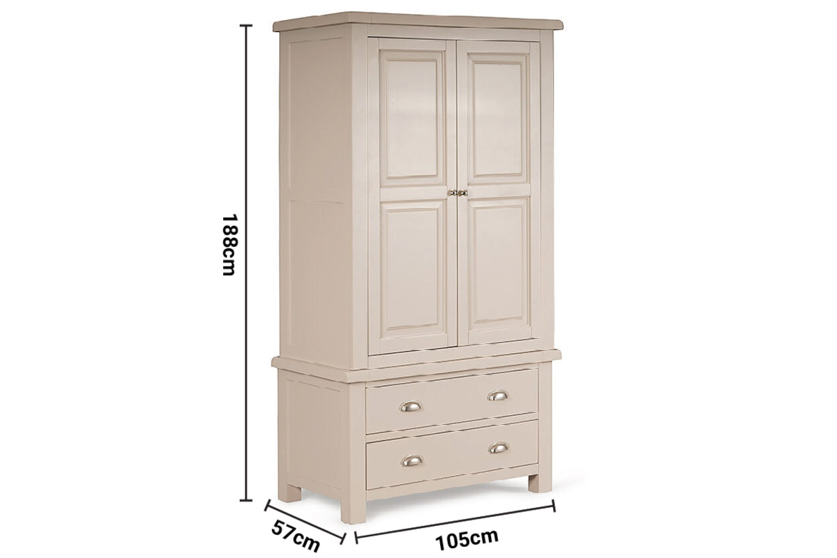 Toscana Grey 2 Drawers 2 Doors Wardrobe dimensions