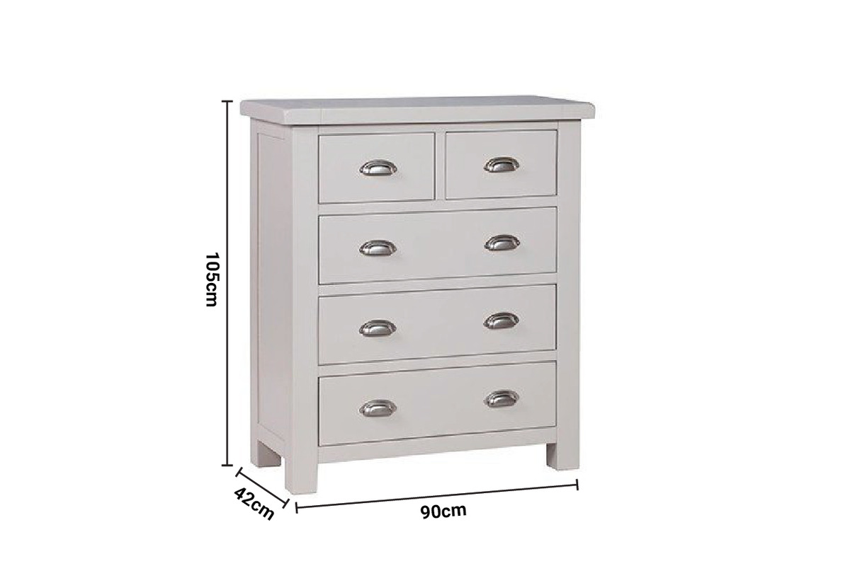 Toscana Grey 5 Drawers Chest dimensions