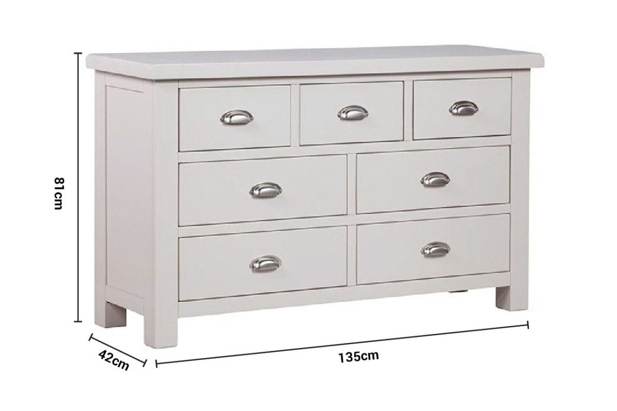Toscana Grey 7 Drawers Chest dimensions
