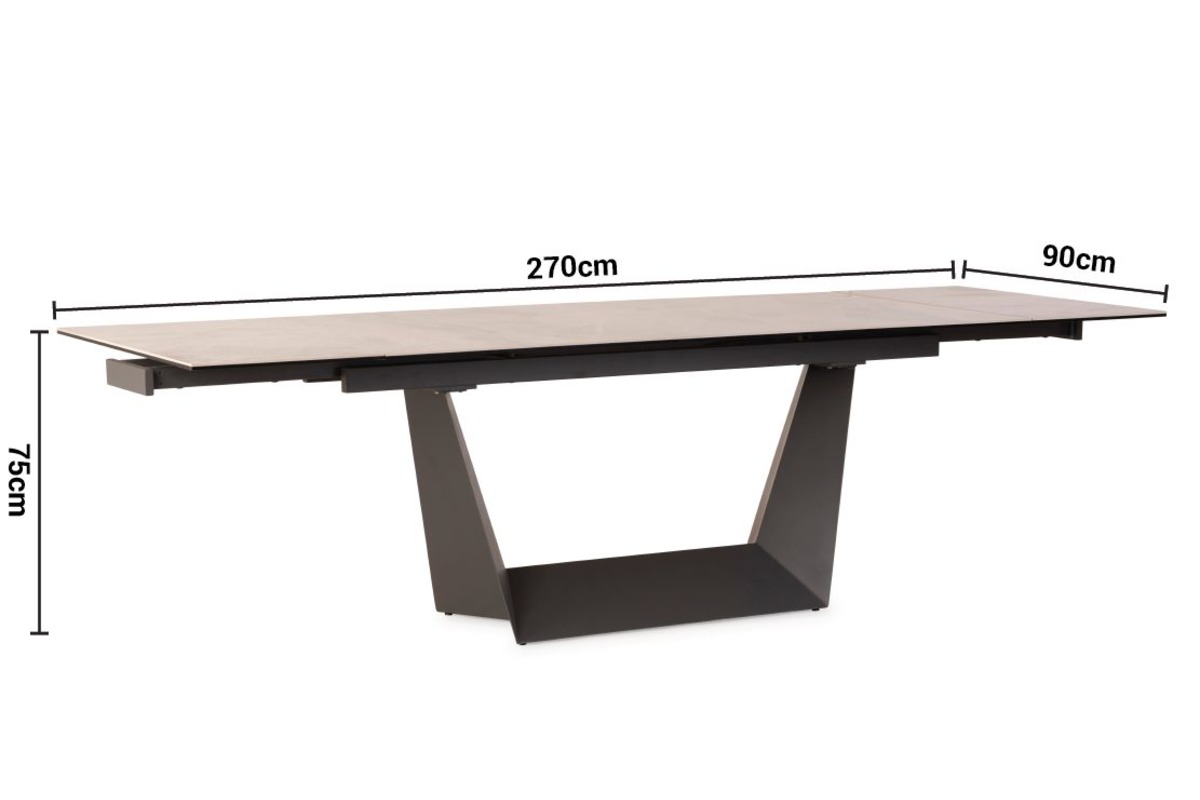 Trento Grey Extendable Ceramic Dining Table 1.8-2.7m dimensions