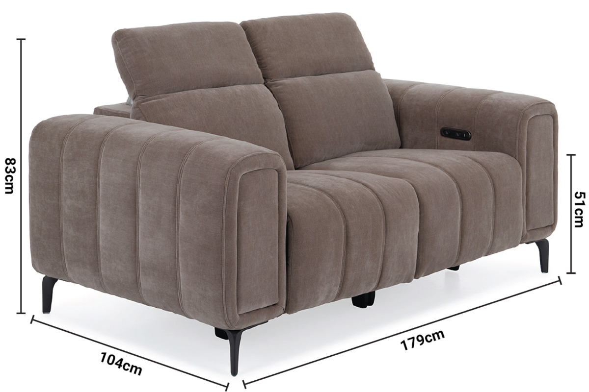 Trip 2 Seater Electric Recliner Sofa dimensions