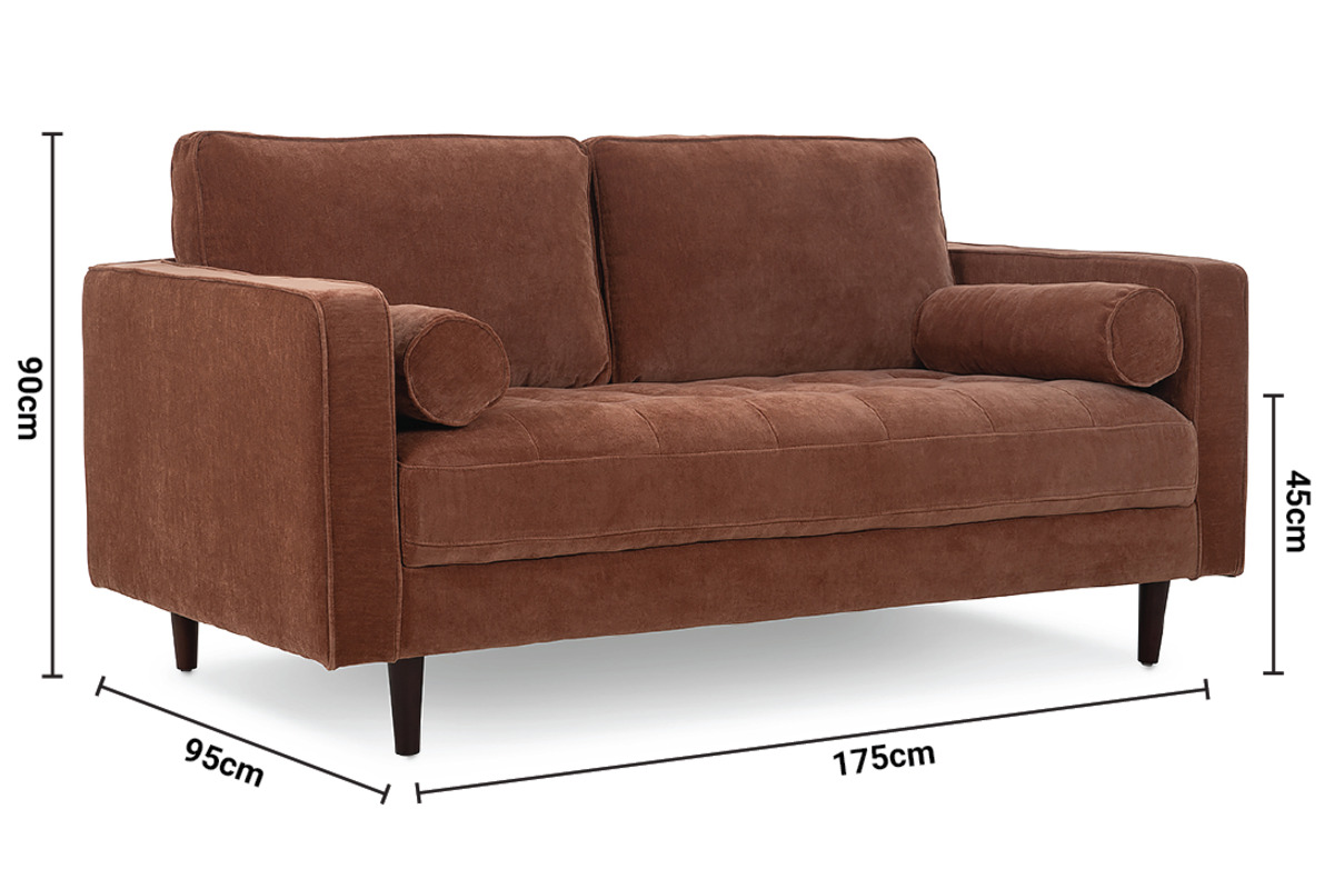 Turner Brown Fabric 2 Seater Sofa dimensions