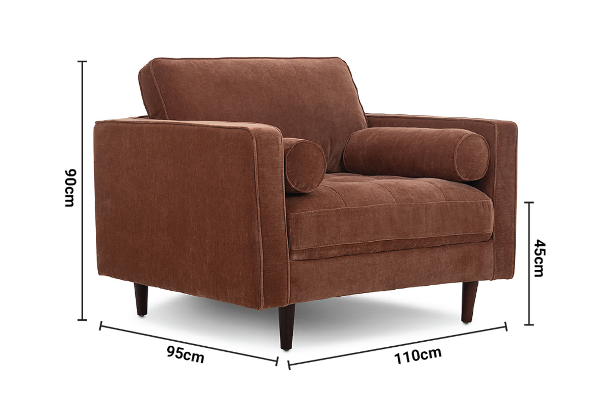 Turner Brown Fabric Armchair dimensions