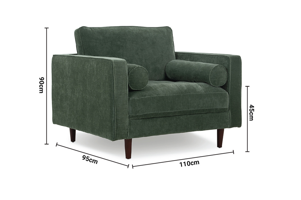 Turner Green Fabric Armchair dimensions