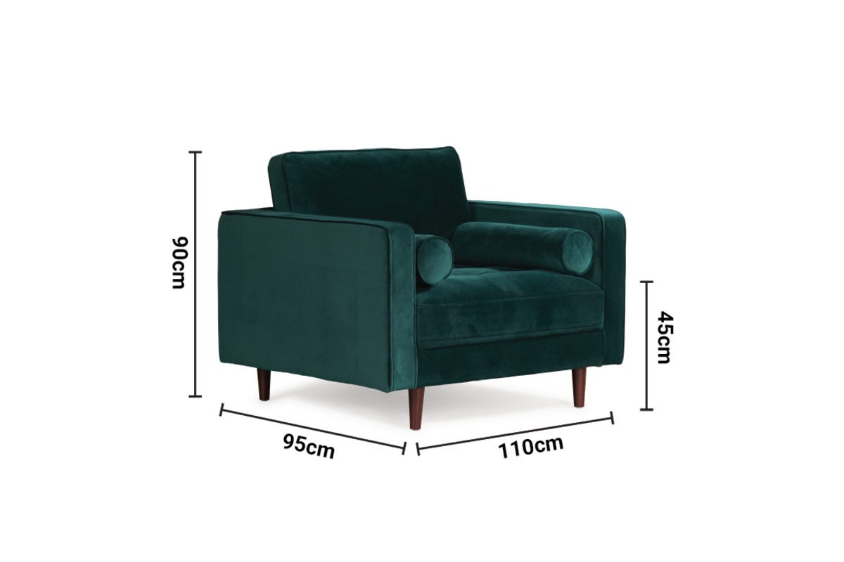 Turner Green Velvet Armchair dimensions