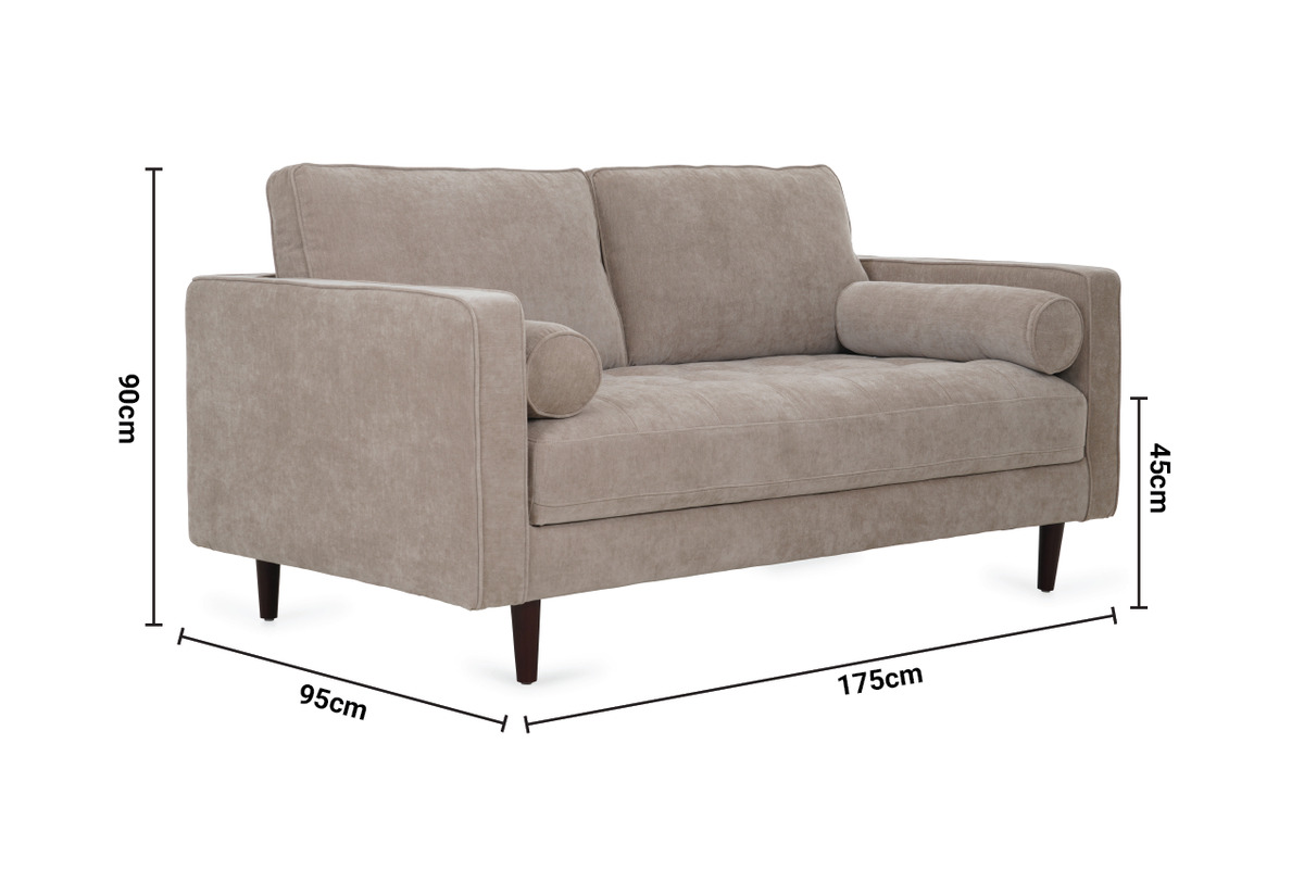 Turner Taupe Fabric 2 Seater Sofa dimensions